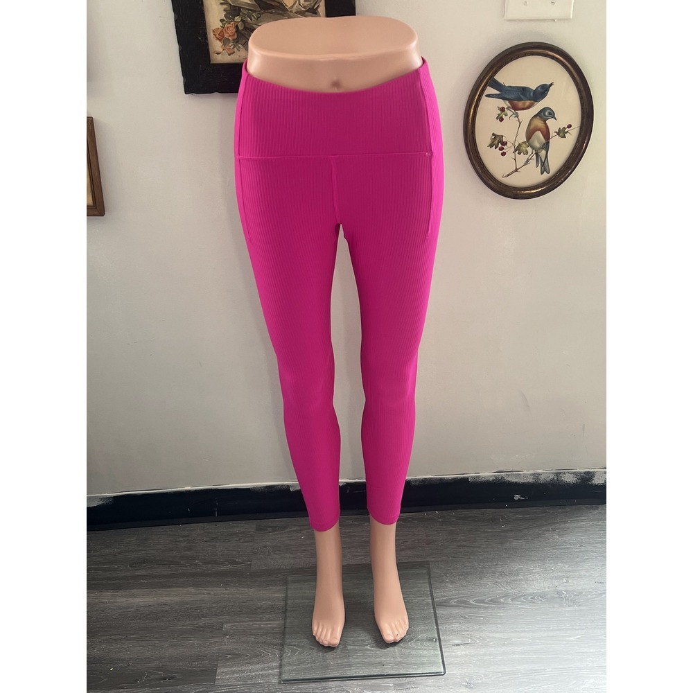 Spyder Active Hot Pink Ribbed High-Waist Athletic Leggings Size S